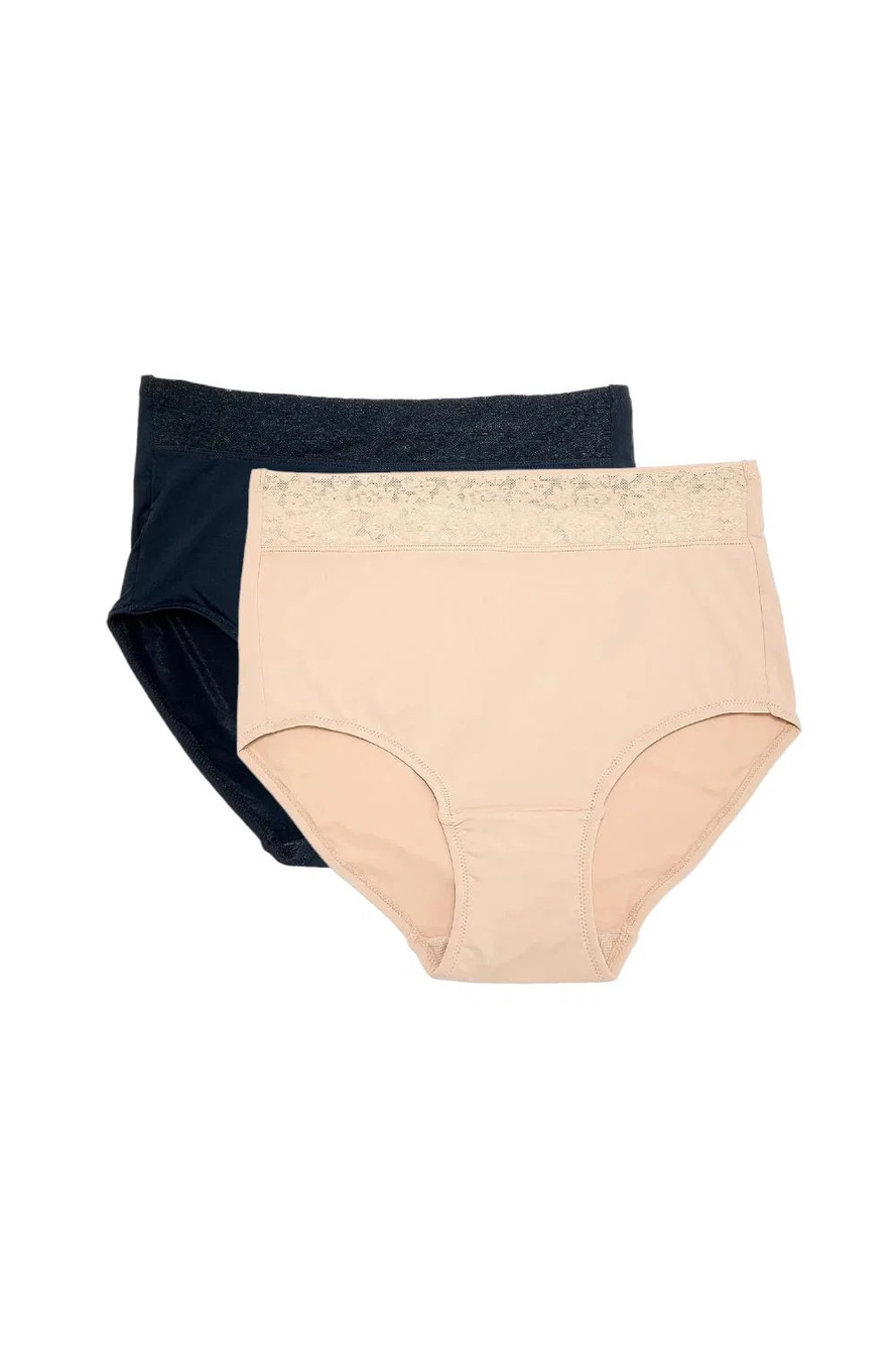 Breezies Women's 2-pack Lace Elegance Smooth Full Brief Panty Basic - Regular